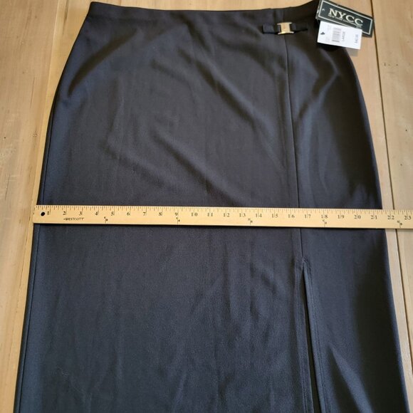 NYCC Skirt Long Pencil Style Size L‎ Black Classic Career Piece Front Slit NWT - Picture 10 of 10